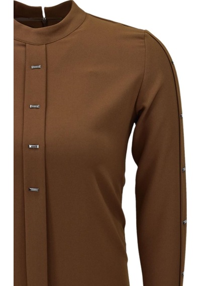 Kadın Köprü Dikişli Puntalı Tunik Bgl-st03600 Taba