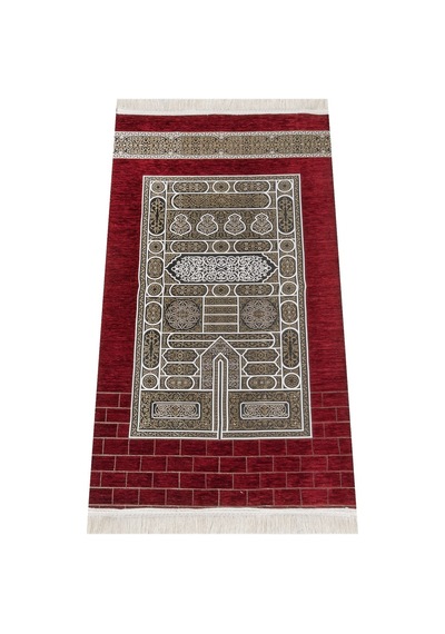 Kabe Kapısı Desenli Şönil Seccade-Kırmızı Renk
