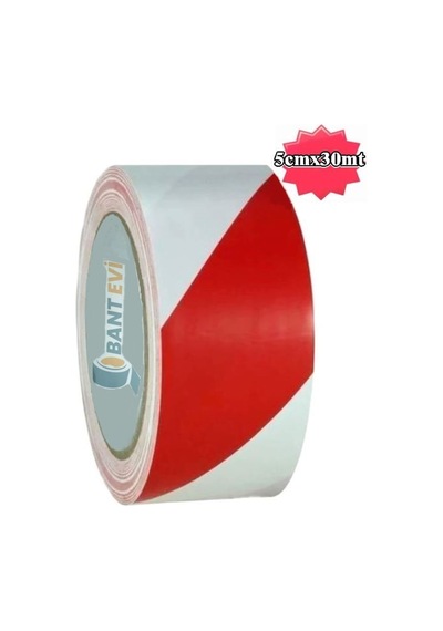 Yer Işaretleme Bandı Kırmızı Beyaz 50Mm X 30Metre