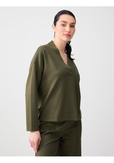 Jimmy Key Jimmy Key Haki Rahat Kesim V Yaka Modal Örme Sweatshirt 6sw235628312