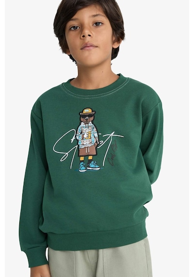 Defacto Erkek Çocuk Bisiklet Yaka Baskılı Sweatshirt F2851a825wngn149 Yeşil