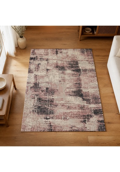 Kartela Halı Lora Halı Kaymaz Taban Makinede Yıkanabilir Halı Gül Kurusu - 80 X 120 Cm