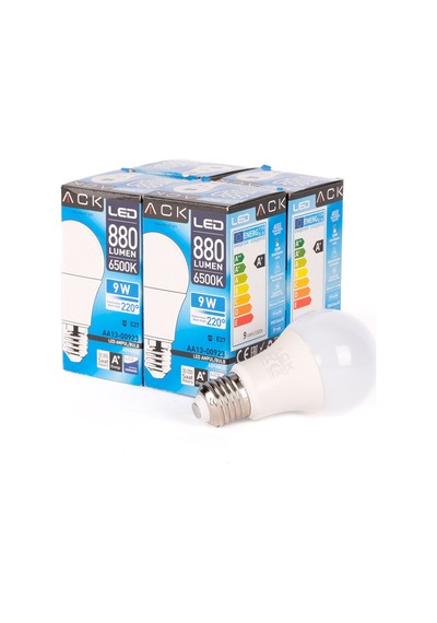 Ack 9w Led Ampul 6500k Beyaz Işık E27 4'lü Eko Paket