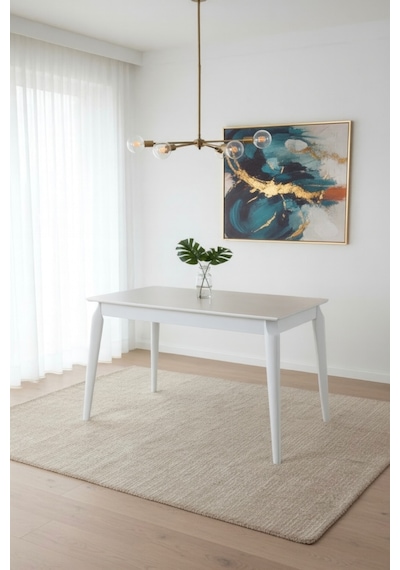 Dfy102 Mdf Yemek Masası Modern Mutfak Masası 4-6 Kişilik Dekoratif Salon, Yemek Odası, Mutfak Masası Traverten - Beyaz Dfy102 Mdf Yemek Masası Modern Mutfak Masası 4-6 Kişilik Dekoratif Salon, Yemek Odası, Mutfak Masası Traverten - Beyaz