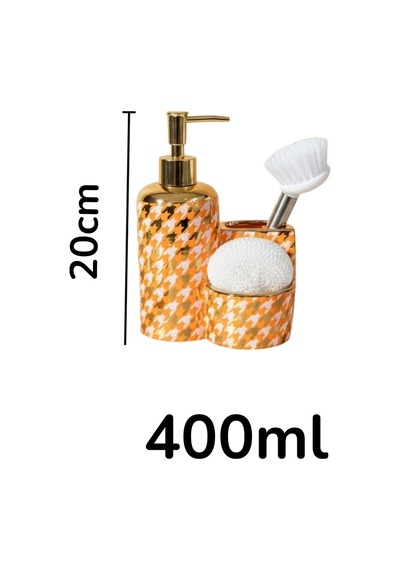 Premium Porselen Kaz Ayağı Sıvı Sabunluk,fırçalı Süngerlik Bölmeli 47012 Çok Renkli