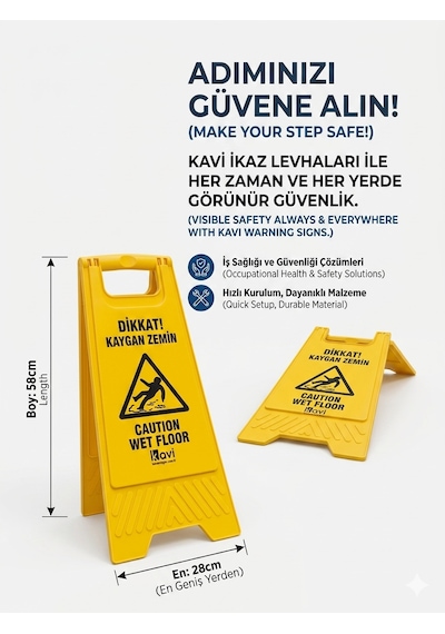Kaygan Zemin Levhası Dikkat Uyarı Tabelası Islak Zemin Güvenlik Levhası