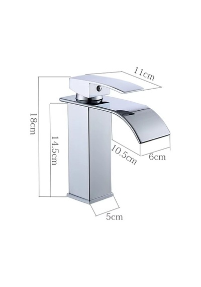 Rena Design Lavabo Bataryasi Krom Şelale Kare Gövde Eğimli Havza Banyo Armatür Çift Giriş Musluk Lüks Ergonamik