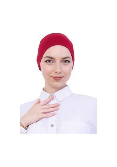 Modish Group Pratik Bone Pamuklu Tesettür İç Bone, Başörtüsü İçin Hazır Viskon Şapka, Namaz Günlük Kullanım İçin Kırmızı