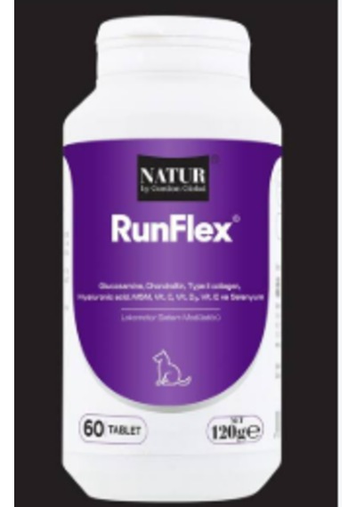 Natur Runflex 60 Tablet - Kedi & Köpek İçin Eklem Sıvısı, Topallama & Hareket Kolaylaştırıcı Glukozamin