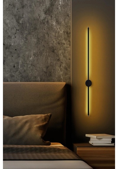 Dekoratif 20w İç Mekan Siyah Kasa Amber Işık 80 Cm Duvar Aplik Pilli 1 Adet Siyah - Amber Işık