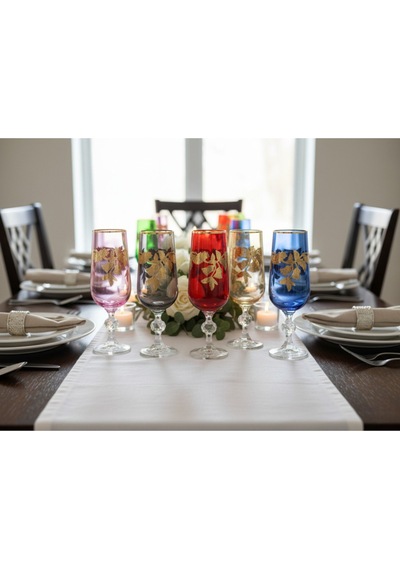 Bohemia Kristal Bardak Lüsterli Gold 180 Cc 6 Adet Çok Renkli