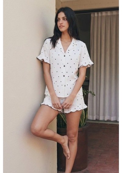 Norcia Sports Kadın Esnek Şortlu Bol Beyaz Pijama Takımı Çok Renkli - 929322481 Çok Renkli - 929322481 Çok Renkli