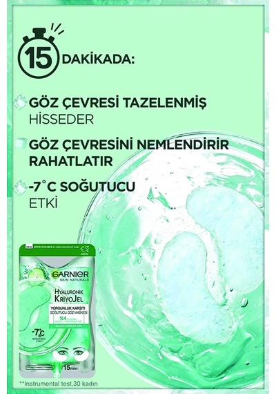 3 Adet Garnier Hyaluronik Kriyojel Yorgunluk Karşıtı Soğutucu Göz Maskesi