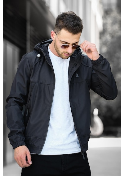Oksit Bailey Suya Dayanaklı Slim Fit Erkek Kapüşonlu Mevsimlik Mont Yağmurluk 001