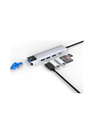 Usb C Çoklu Port Adaptör Hdmı Usb Ethernet Sd Kart Hub Mh-hs0935-8090