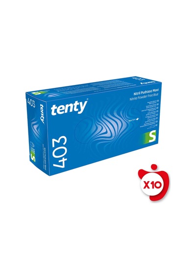 Tenty 403 Pudrasız Nitril Eldiven S Beden Mavi 100'lü 10 Paket