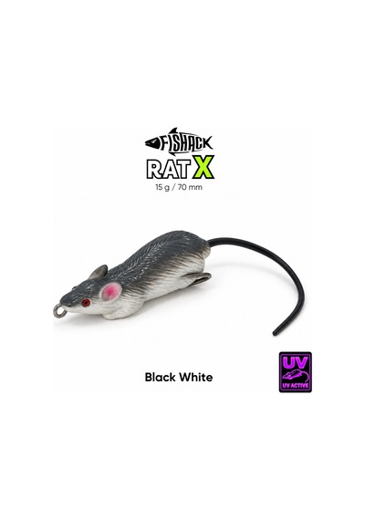 Silikon Fare - 15g 70mm - Fishack Ratx - Uv Boyalı - Black White