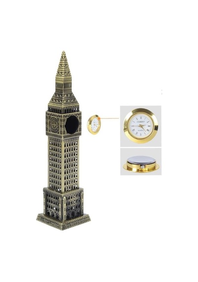 Vintage Metal İngiltere London Big Ben Saat Kulesi Antik Bronz 23 Cm