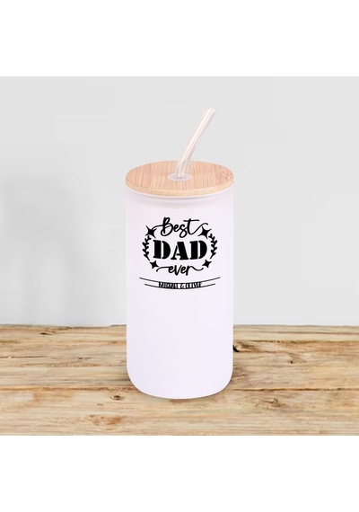Bk Gift İsimli Dad Tasarımlı Beyaz Renk Pipetli Buzlu Cam Bardak 600ml - 9, Babaya Hediye, Doğum Günü Hediyesi Kobitmeyen137870 Bk Gift