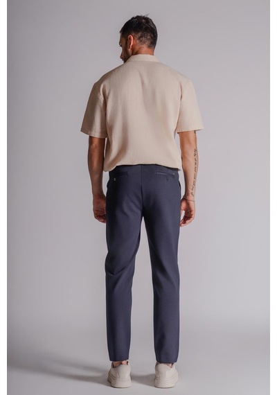 Braccas Erkek Yandan Cepli Beli Lastikli Relaxed Fit Chino Pantolon Lacivert Lacivert