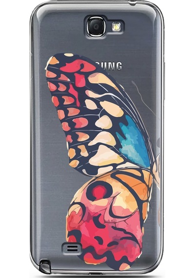 Samsung Uyumlu Note 2 Büyük Kelebek Tasarımlı Süper Şeffaf Telefon Kılıfı Çok Renkli