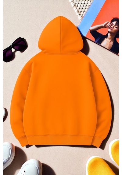 Uyguntarz Unisex Kalp Lolipop Detayli Baskılı Oversize Sweatshirt Turuncu
