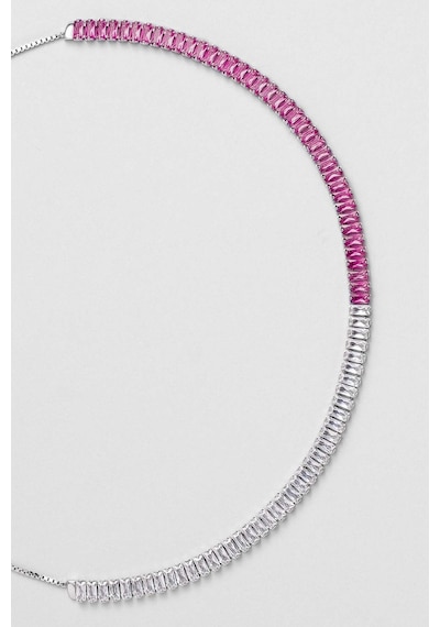 So Chic Renkli Baget 18 Ayar Beyaz Altın Kaplama Ayarlanabilir Gümüş Choker Kolye Rodyum