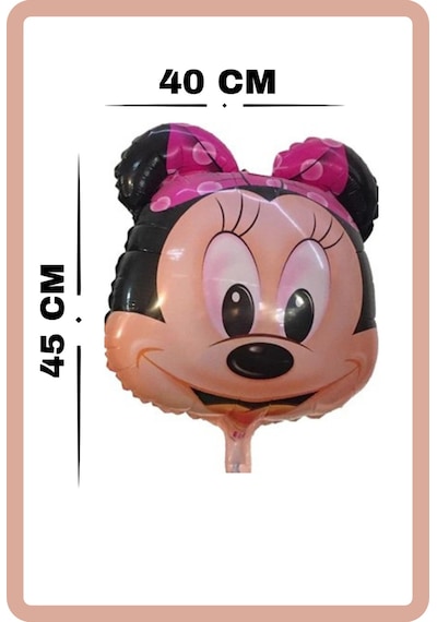 Folyo Karakter Balon Minnie Mouse 40 45 Cm Helyum Uyumlu Pembe