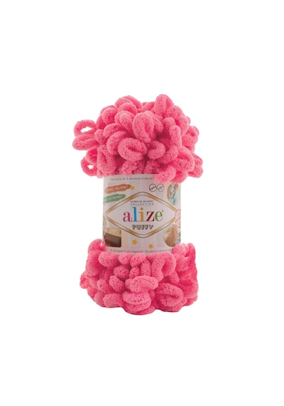 Alize 5 Adet Puffy El Örgü Ipliği 5'li Paket - 100 Gr. 9 Mt. Parmak Örgü Ipi - Şevval Tuhafiye 560 - Pembe