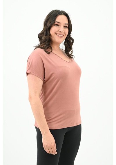 Kadın V Yaka Büyük Beden T-shirt 1486-23 001