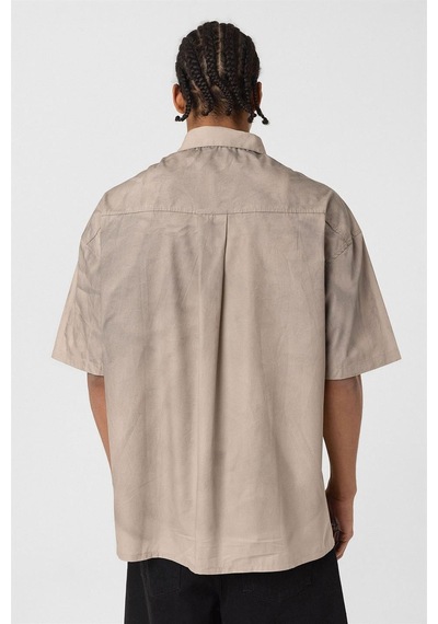 Vamos Oversize Yıkamalı Poplin Gömlek Taş