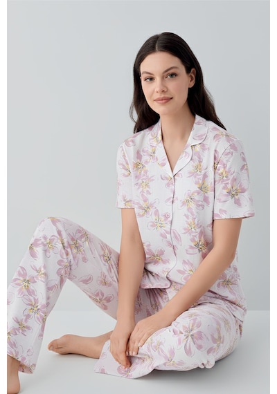 Arnetta Kadın Krem Gömlek Pijama Takım Ar3626-s-v1 Pembe