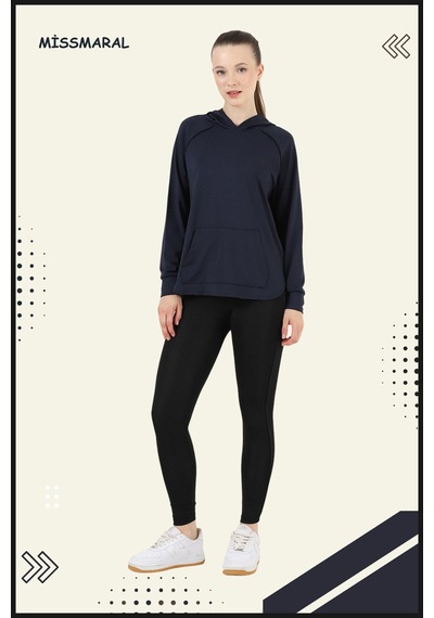 Kadın Eşofman Takım Spor Tunik & Slim Fit Tayt Dalgıç Kumaş Sports And Casual Lacivert 3060 Lacivert / Siyah