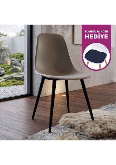 Vilinze Eames Siyah Ahşap Ayak Plastik Gri Sandalye Eames-beyaz Gri - Siyah