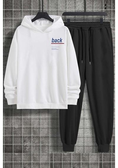 Uyguntarz Unisex Back Sırt Baskılı Eşofman Takımı Beyaz