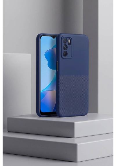 Oppo A16 4g Uyumlu Kamera Korumalı Silikon Telefon Kılıfı Darbe Emici İçi Kadife Tırtıklı Kaymaz Yüzeyli Yumuşak Kılıf-54271 Lacivert