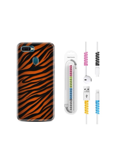 Oppo A5S Kılıf Kablo Koruyuculu Leopar Yeni 1676