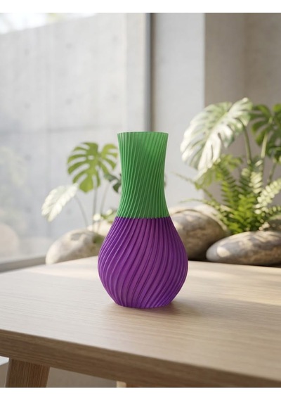 Dekoratif Vazo, 15 cm, 3D Baskı (Mor+Yeşil ,Tip 1)