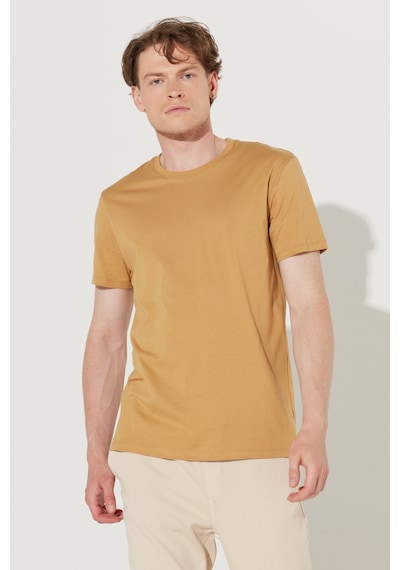 Ac&Co / Altınyıldız Classics Erkek Hardal Slim Fit Dar Kesim %100 Pamuk Bisiklet Yaka Kısa Kollu Tişört Hardal