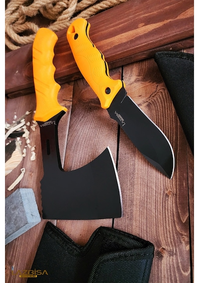 Outdoor Balta Bıçak 2li Set Kamp Baltası Bıçağı Nacak Budama Baltası