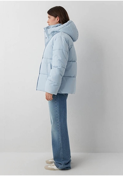 Mavi Kapüşonlu Regular Fit Şişme Mavi Kadın Mont 1110862-70803