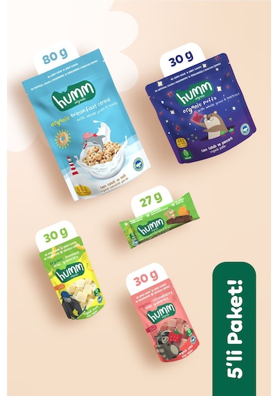 Hummorganic Organik Kahvatlı & Ara Öğün Atıştırmalık Paketi - 5 Adet (5 çeşit)