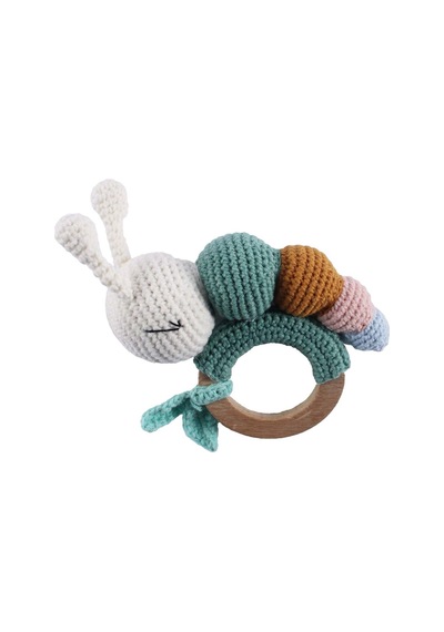 Amigurumi Renkli Tırtıllı Çıngıraklı Diş Kaşıyıcı Çok Renkli