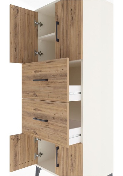 Hyperion Dolap 2 Raflı 2 Çekmeceli 4 Kapaklı 60x44x163 Aytaşı-çam Aytası