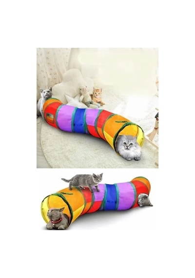 Kedi Oyun Tüneli Gökkuşağı Renk