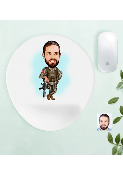 Kişiye Özel Asker Karikatürlü Bilek Destekli Mouse Pad-2