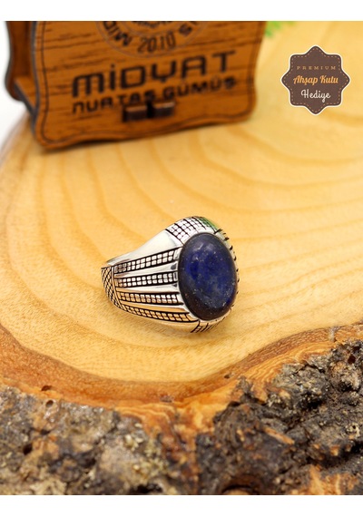 Lapis Lazuli Taşlı Başak Model 925 Ayar Gümüş Erkek Yüzük 201024895 Gümüş