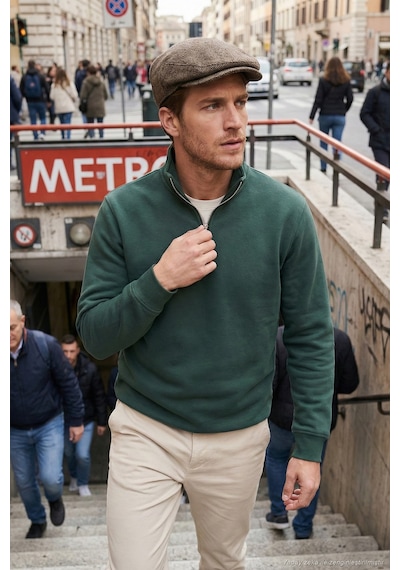 Buratti Pamuklu Regular Fit Yarım Fermuarlı Dik Yaka Erkek Sweat 59052592 Nefti