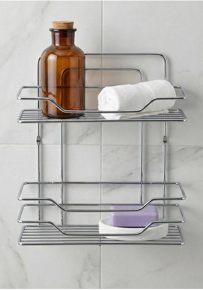 Krom Kaplama Banyo Rafı - 2li Banyo Düzenleyici 35x30 Cm Krom