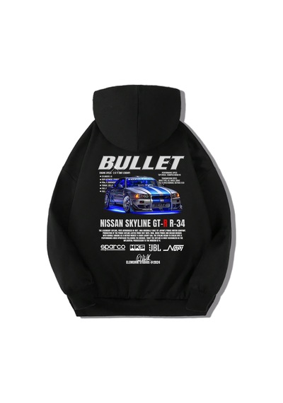 Brz Kids Unisex Çocuk Nissan Skyline Bullet Hoodie Siyah